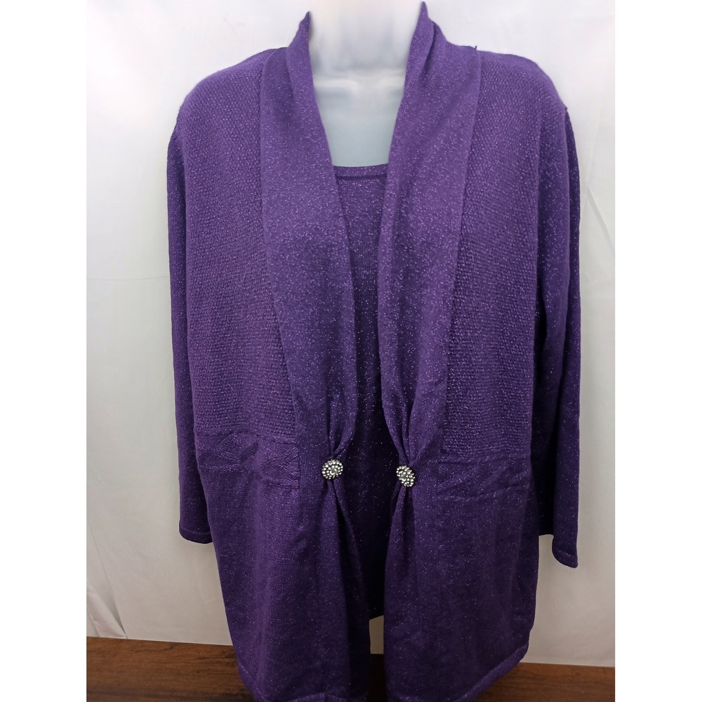 vintage purple plus‎ XL metallic office business long sleeve cardigan sweater